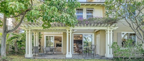 Peaceful lanai with patio table