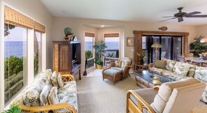 Living room with stunning ocean vies