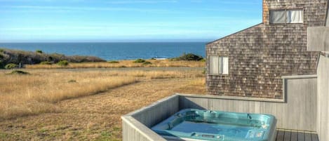 Private hot tub with ocean view