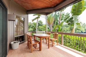 Covered lanai with patio table