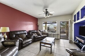 comfortable reclining furniture --- the open concept extends to outside patio