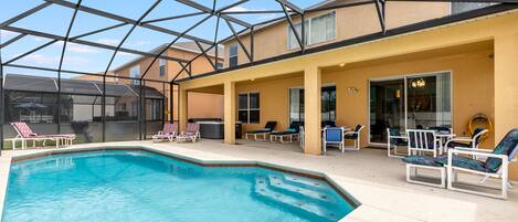 Fully screened south-west facing private pool with sun loungers