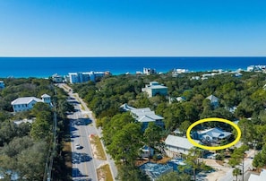 Hideaway Aerial Showing Distance to Beach