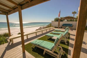 New Astroturf Yard with Loungers Viewing Gulf