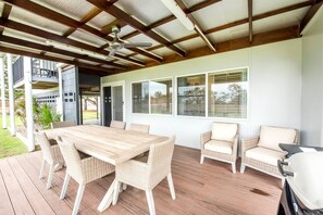 The Deck with outdoor furniture and BBQ