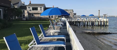 Our dock and deck looking toward our building