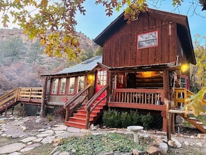 This historic cabin is surrounded by nature and scenic San Juan mountain views.