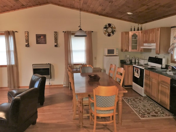 KITCHEN-DINING AREA, FULLY EQUIPTED, MICROWAVE, DISHWASHER, ELECT STOVE, PANTRY