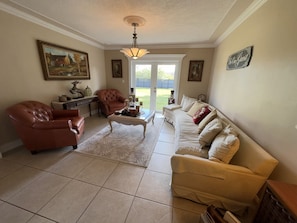 Living room view and backyard