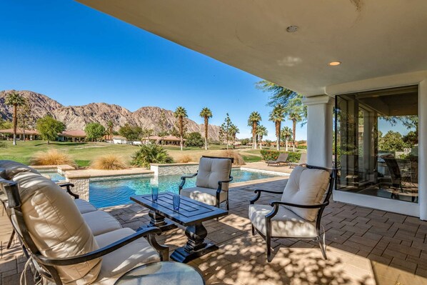 Covered Patio with Outdoor Seating ... Amazing Tranquil Views