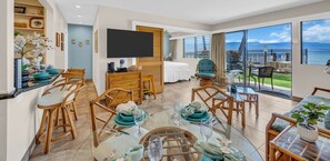 Comfortable living room with big screen TV