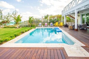 Wild Orchid's heated pool and yard.