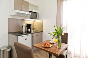 Prepare a tasty meal in your kitchenette.