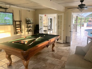 Covered Game Room by Poolpatio,  Billiard, Dominoes & Cornhole.