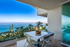 Terrace with dining table