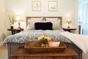 Master bedroom with stylish bedding 