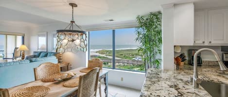 View from the kitchen/dining room of the ocean and south end of the Island.