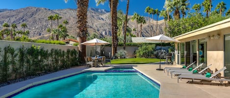 Early morning dip in the pool