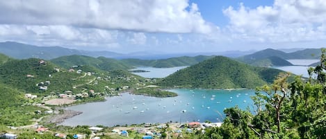 Stunning view of Coral Bay Harbor from the deck of the cottage