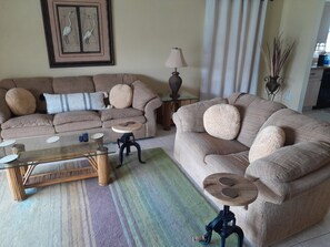 Comfortable seating in living room.