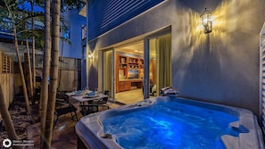 The jacuzzi spa is all yours and can be left cool on a hot day or heated up in the winter months...