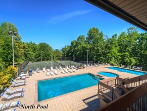 North Pool - No chance of coming back without a tan. The community's North Pool has plenty of room for sunbathing. Also, no need for your backhand to suffer with our wonderful tennis courts nearby.