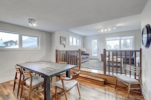 Large table that easily sits 8. Extra chairs provided.