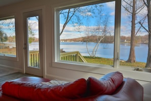 Comfy chaise lounge for enjoying morning coffee with spectacular view.