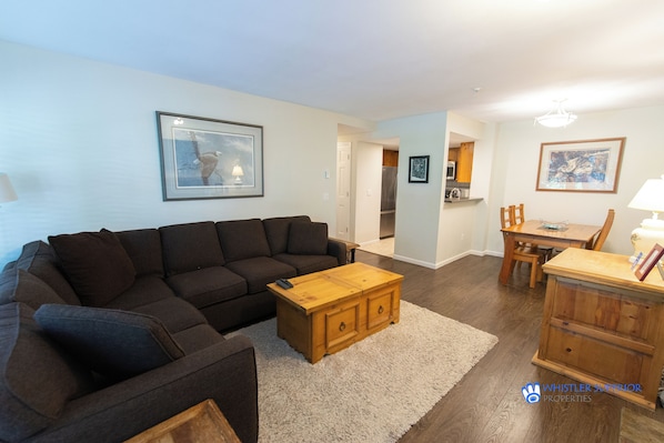 Living area with large sofa