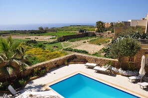 Sea and Country views from pool deck, kitchen and bedrooms- Tal-Bjar Villa Gozo