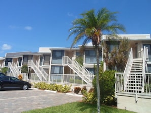 Exterior entrance and paved parking