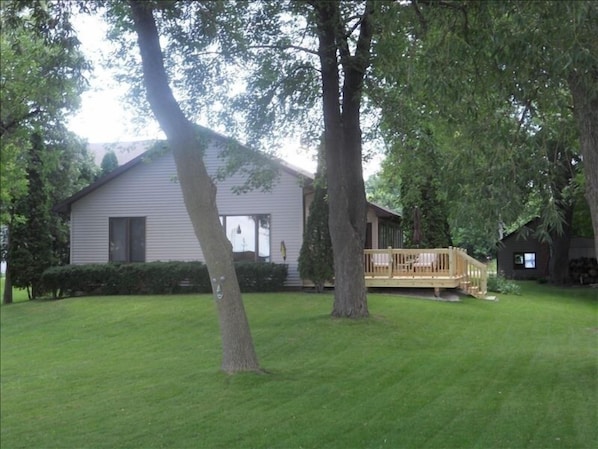 Lake home with large new lake view deck