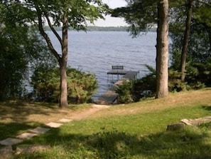 Lake view and pier from cottage