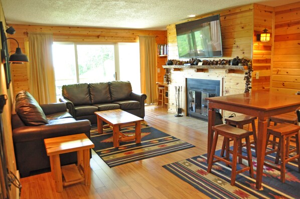 Living room and dining table.