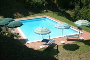 Looking down on the pool from the villa 