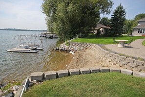 Beach, Paddle Boat and Table with Seating