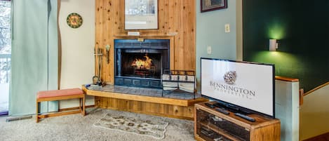 Living Room w/Wood Fireplace