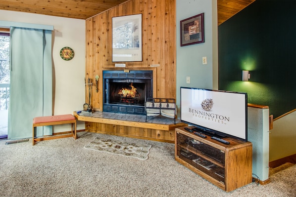 Living Room w/Wood Fireplace