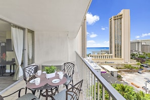 Have your morning coffee on your balcony with 4 seats, city, and ocean view!