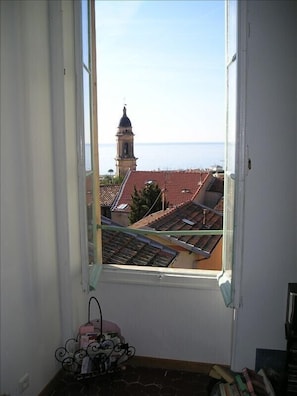 View through the window towards the sea