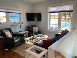 Living room over looks vineyard