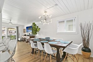 Open floor plan with living room and dining area