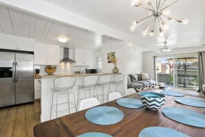 Nice open kitchen, bar and dining area...clean and modern