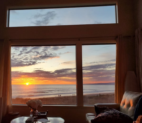 View of sunset from living room