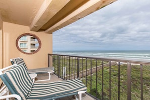 Enjoy the view from the private balcony.
