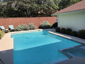 Sparkling Pool professionally cleaned and sanitized  (adjoining spa not heated)