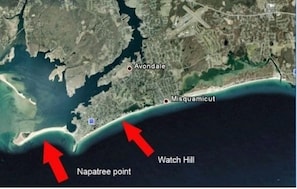 Map of local area. Golf Nearby. 5 beaches within 5 miles. Comes with beach pass