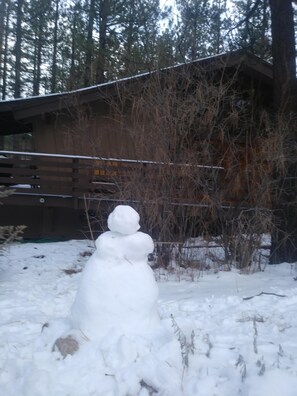 A snowman made by some of our guests.