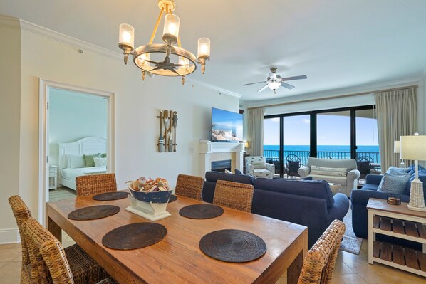 View of the dining area, living room and Master Bedroom