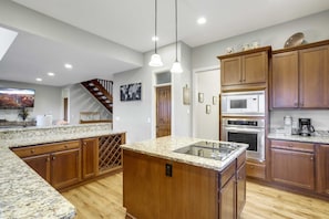 Granite Center Island with Cooktop